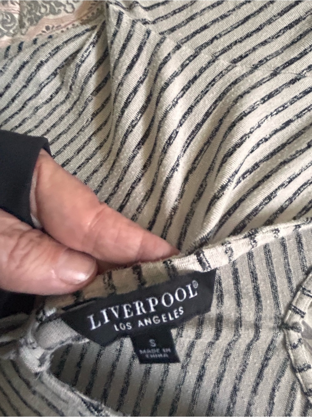 Liverpool Cream and Black Striped V-Neck Top - Picture 3 of 4